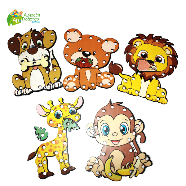 JUEGO DE ENSARTE CON 6 PIEZAS- ANIMALES