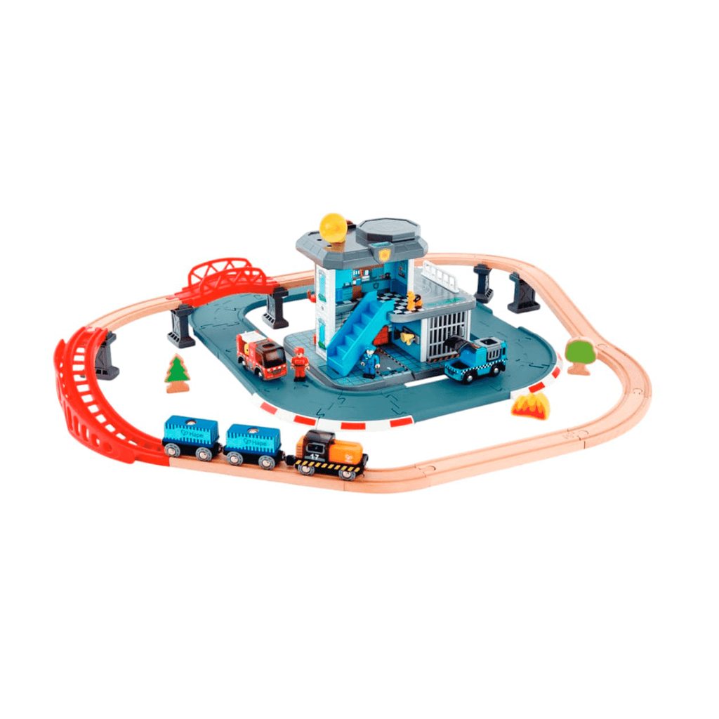 JUEGO COMPLETO DE POLICIA Y ESTACION DE BOMBEROS HAPE