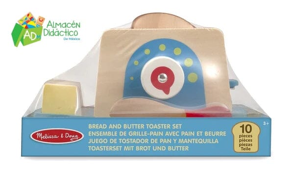 JUEGO DE TOSTADOR DE MADERA - MELISSA & DOUG - BREAD & BUTTER TOASTER SET
