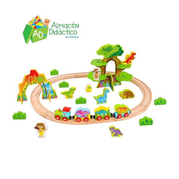 TREN DE MADERA DINOSAURIOS